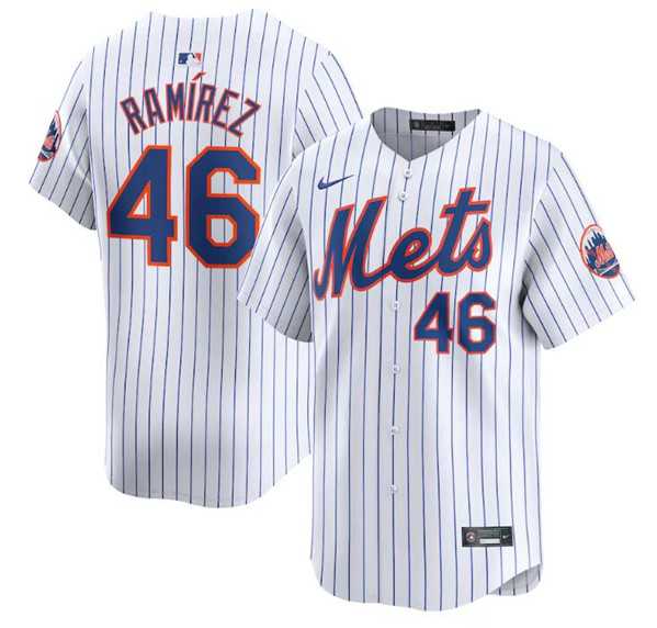Men's New York Mets #46 Yohan Ramirez White 2024 Home Limited Stitched Baseball Jersey Dzhi